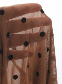 Dazy Plus 圆领圆点修身半透明女式衬衫 - 咖啡棕 - 查看 9