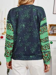 SHEIN LUNE Santa Claus Print Round Neck Casual Pullover Sweatshirt  Fall Outfit