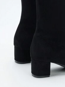 CUCCOO CURVES Women Wide Fit Pointed Toe Faux Suede Western Mid-Calf Boots, 2024 New Autumn/Winter For Christmas And New Year Holiday Vibe Fall And Winter Valentines