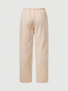 Manfinity Homme 2pcs Men Embroidery Thermal Lined Zip-Up Hoodie And Drawstring Sweatpants Set - Khaki - View 16