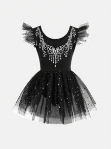 SHEIN Young Girl Black Pettiskirt Ballet Dance Dress, Cute Princess Elegant Ballet Tutu Skirt, Sports Costume - Black - View 1