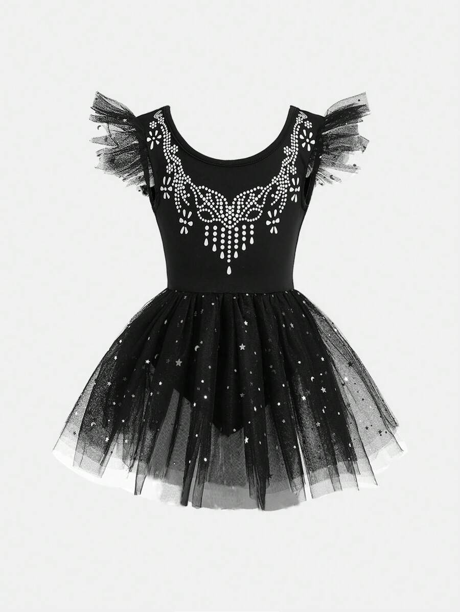 SHEIN Young Girl Black Pettiskirt Ballet Dance Dress, Cute Princess Elegant Ballet Tutu Skirt, Sports Costume - Black - View 1