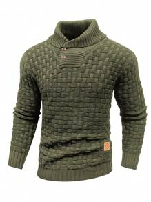Manfinity CityGents Jersey de punto casual de manga larga con botones y medio pliegue para hombre, otoño/invierno