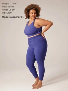 GLOWMODE 24'' FeatherFit™ Plus Size Adjustable Drawstring Waist Jogger Style Leggings Low Impact Yoga Pilates Daily - Royal Blue - View 7