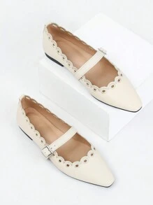 CUCCOO CHICEST 2024 新款百搭方头镂空激光刺绣装饰优雅女士平底乐福鞋