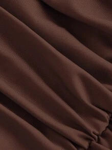 SHEIN MOD 女士纯色挂脖式无袖前扣休闲背心 - 咖啡棕 - 查看 4