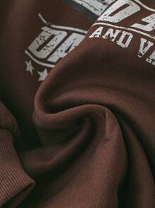Mulvari Sudadera con capucha de ajuste holgado estampada con letras de coche, informal para otoño/invierno
