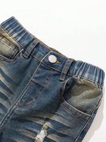SHEIN Jonge jongens modieuze vintage distressed gewassen denim jeans