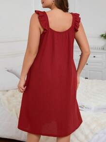 Plus Size Loose Bowknot Decor Frill Trim Camisole Nightgown