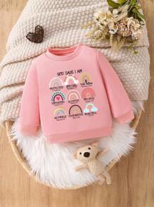 Regenboog Letter Print Leuke Stijlvolle Comfortabele Casual Sweatshirt