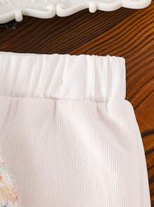 Baby Girl 2pcs Set Casual Mixed Fabric Hoodie And Sweatpants Outfit, Autumn/Winter - White - View 5