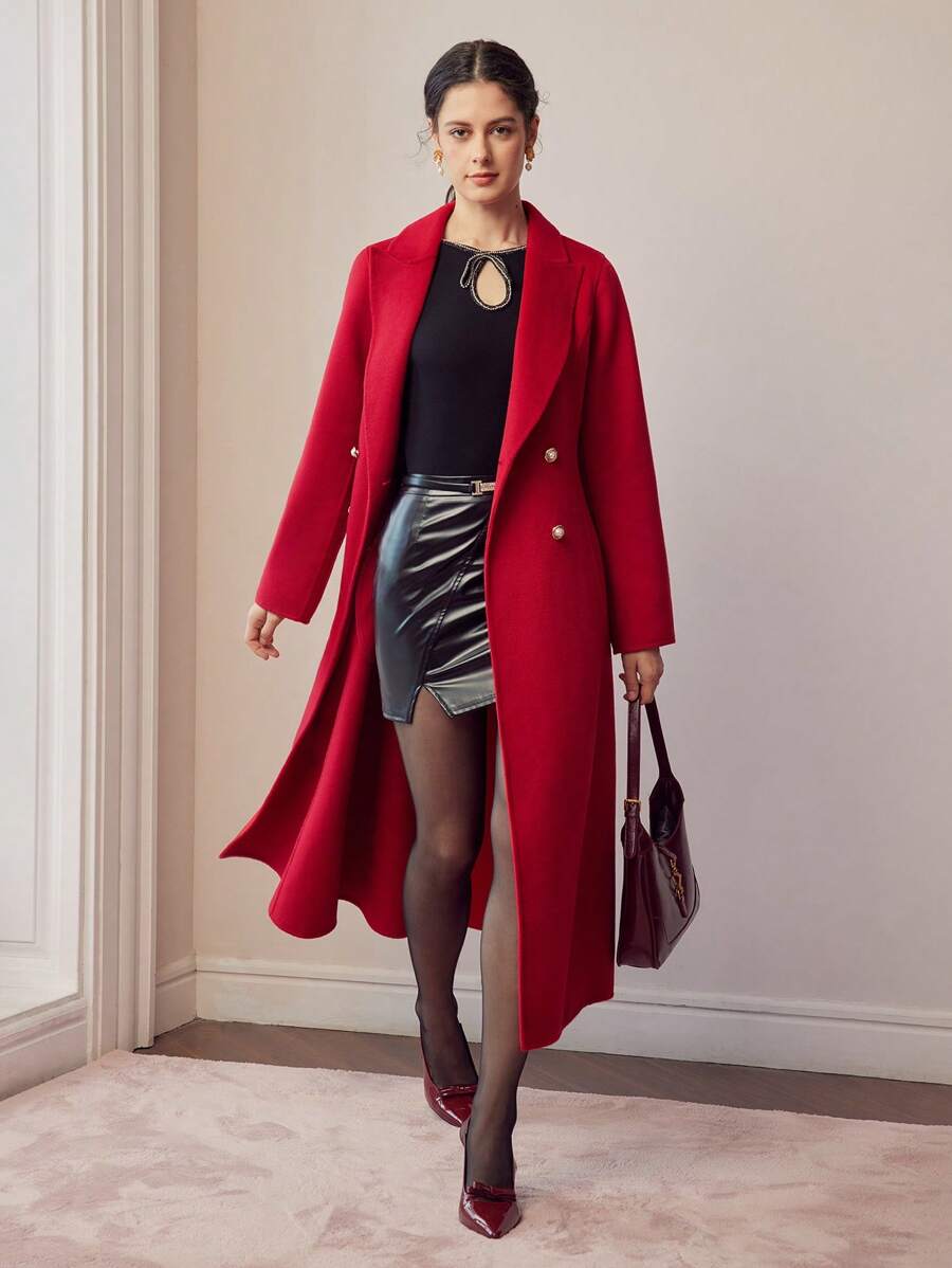 MOTF PREMIUM ABRIGO DE LANA TIPO PARKA CON CUELLO DE SOLAPA