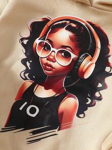 SHEIN Bộ 6 món/Bộ áo hoodie len họa tiết dễ thương cho bé gái và quần ống loe bó sát - Nhiều màu - Xem 8