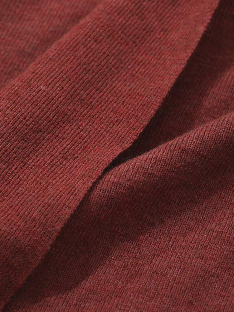Women's Solid Color Long Sleeve Front Tie Minimalist Casual Knitted Sweater Dress