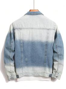 Manfinity LEGND Men's Casual Washed Button Up Denim Jacket, Suitable For Autumn Daily Outings, For Vacation