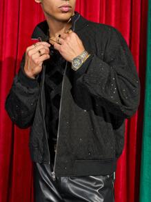 Manfinity VCAY Chaqueta casual de punto holgada de manga larga y frente abierto para hombre, para otoño e invierno - Negro - Ver 4