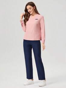 TaskEZ Anti-Static Quick Dry V-Neck Lightweight Scrub Uniform Set, Suitable For Autumn