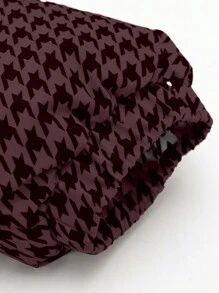 Manfinity Hypemode Men's Houndstooth Collar Padded Coat,Fall Men Clothes,Men Winter Coat, Plus Fleece Warm Winter Coat,Plaid Winter Coat - Burgundy - View 5