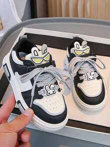 女童多色休闲运动低帮运动鞋，时尚儿童鞋 - 黑色 - 查看 4