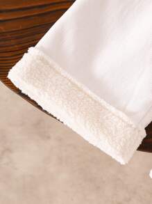 Baby Girl 2pcs Set Casual Mixed Fabric Hoodie And Sweatpants Outfit, Autumn/Winter - White - View 8