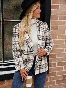 EMERY ROSE Abrigo de mujer de invierno, chaqueta a cuadros, esencial para mujer