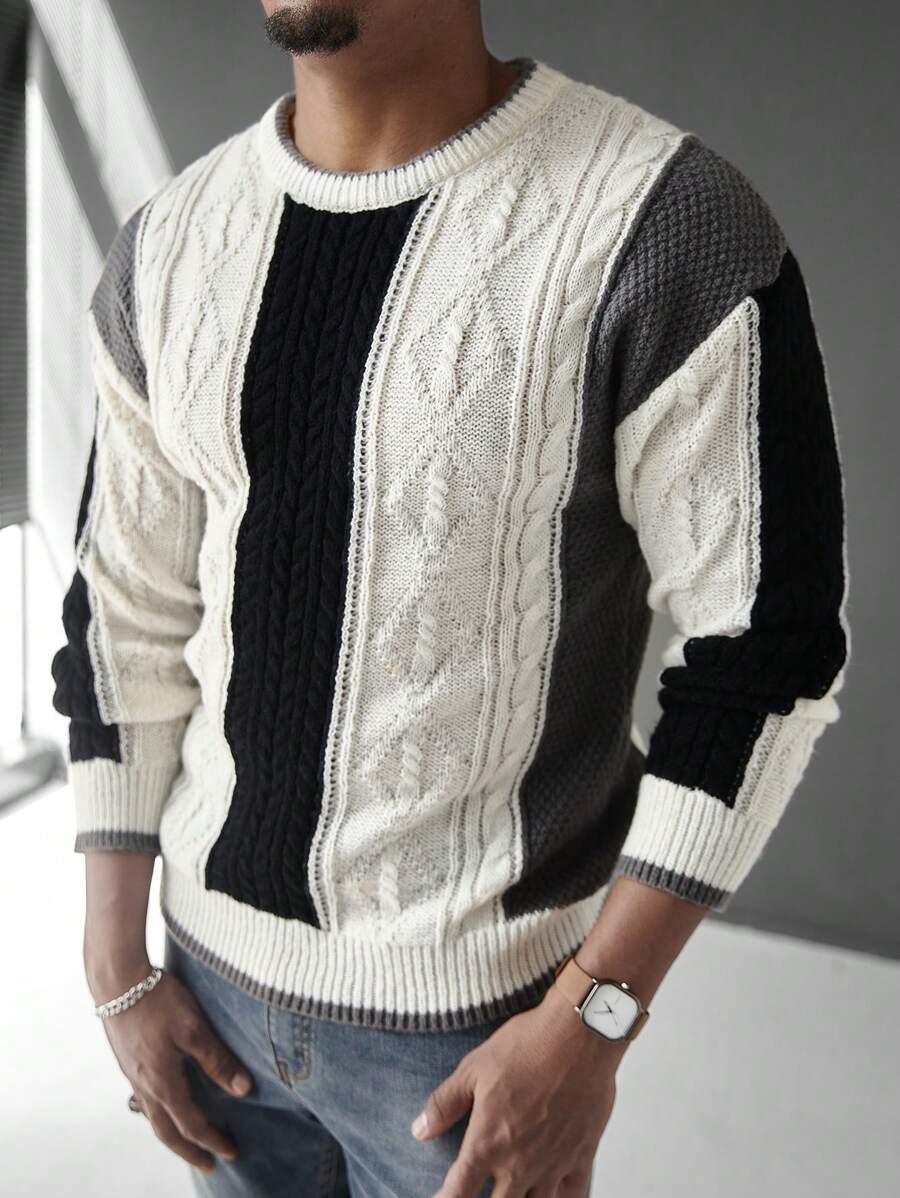 Manfinity Homme Jersey casual de punto de color liso con detalles minimalistas para hombre, para uso diario - Multicolor - Ver 1
