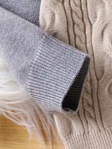 Set de 2 piezas Conjunto de invierno para bebé niño, suéter de punto de manga raglán y pantalón de punto, cálido y cómodo, casual y versátil