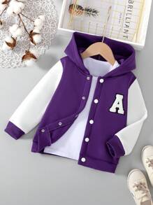 Áo khoác nỉ có mũ trùm đầu in chữ nhiều màu cho bé trai mùa thu đông - Nhiều màu - Xem 1