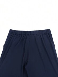 Manfinity Homme Quần âu nam đơn sắc có túi khóa kéo thường ngày phù hợp mọi phong cách - Màu xanh hải quân - Xem 7