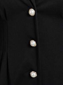 Mulvari Plus Size Black Single-Breasted Suit With Crystal Waist Belt