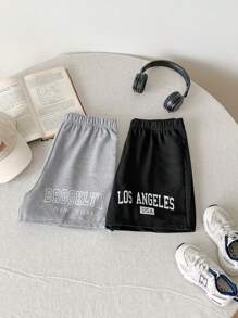 SHEIN 少女休閒針織印花短褲 - 彩色 - 查看 4