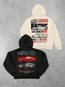 Manfinity EMRG Áo hoodie dài tay in chữ cỡ lớn thường ngày cho nam - Nhiều màu - Xem 1