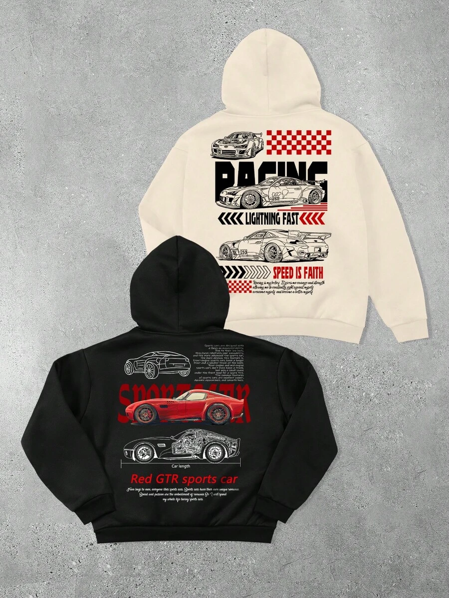 Manfinity EMRG Áo hoodie dài tay in chữ cỡ lớn thường ngày cho nam - Nhiều màu - Xem 1