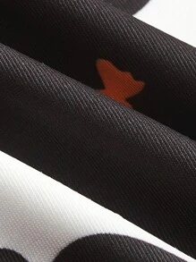 Muchica 2pcs Set: Women Christmas Pattern Ruffle Cami Top And Casual Shorts For Fall/Winter Holiday Party - Black - View 4