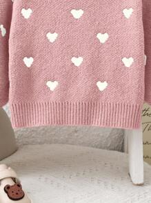 女宝宝秋冬百搭可爱心形图案针织长袖毛衣