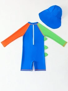 Young Boy Printed One Piece Swimsuit - Multicolor - View 2