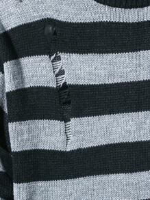 Bộ áo len hở vai họa tiết sọc cho bé trai tuổi teen - Bộ áo len dệt kim sọc đen và xám cho bé trai tuổi teen và quần. Áo len sọc tương phản cổ tròn kèm quần, thiết kế đơn giản nhưng thời trang. Được làm từ chất liệu thoải mái và ấm áp, phù hợp để mặc vào mùa thu/đông. Thiết kế sọc đen và xám cổ điển mang đến nét thời trang cho tổng thể diện mạo. Bộ sản phẩm được kết hợp đơn giản và thanh lịch, phù hợp cho những dịp trang trọng hoặc thường ngày. - màu đen - Xem 5