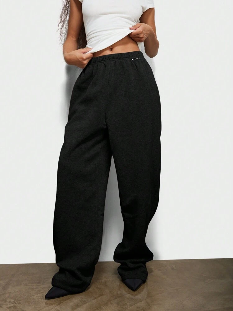 SUMWON Soft Fleece Wide Leg Athletic Jogger Pants Loungewear Oversized Sweatpants Streetwear Athleisure Fall Winter Workout Casual Bottoms