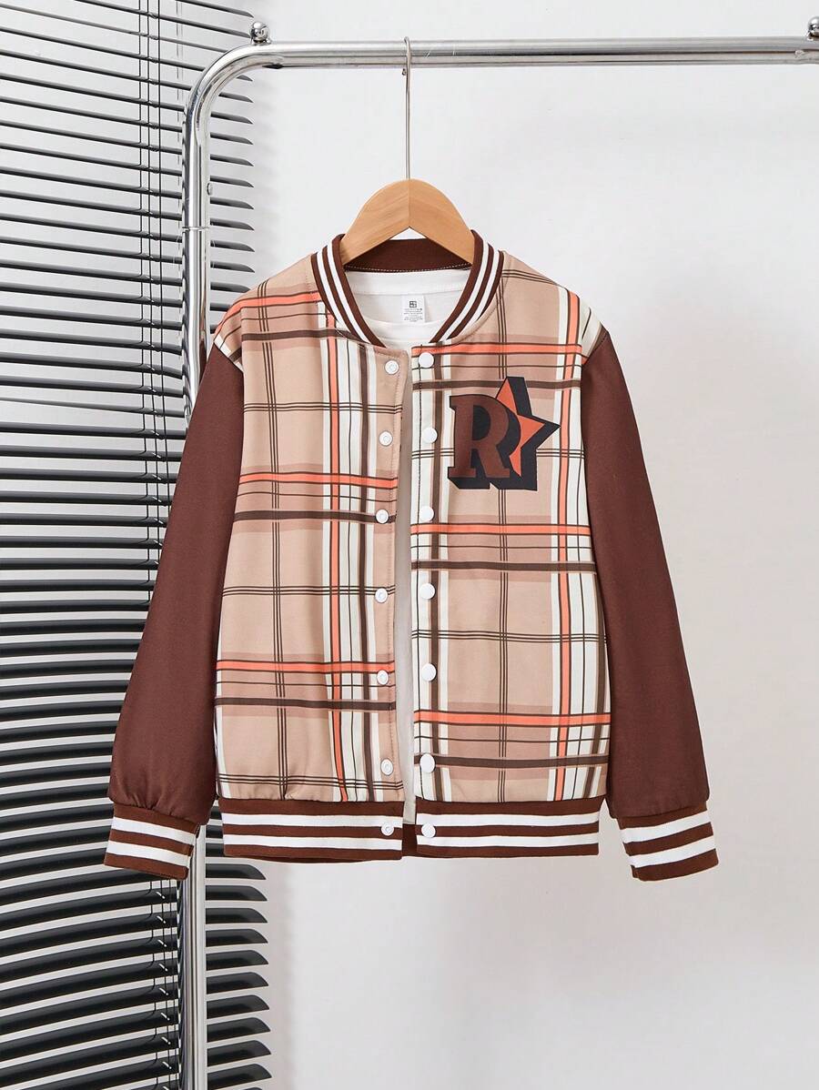 SHEIN Tween Boy Casual Long Sleeve Jacket - Multicolor - View 1