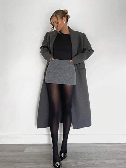 Siren Gaze 2024 Autumn/Winter New Style Gris Tweed Mini Skirt, Women Miu Style Skirt