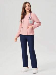 TaskEZ Anti-Static Quick Dry V-Neck Lightweight Scrub Uniform Set, Suitable For Autumn