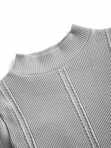 Easithlete Top corto de manga larga con cuello mao de unicolor para mujer, uso casual diario - Multicolor - Ver 7