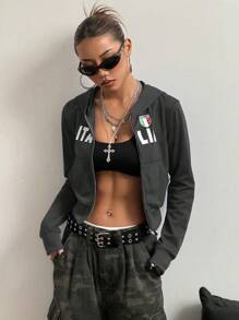 StreetHx Sudadera con capucha casual de mujer con estampado de letra, para otoño