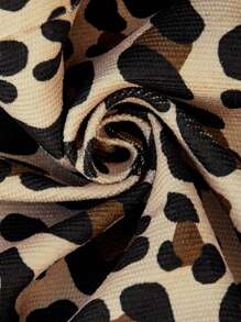 SHEIN Clasi Women's Casual Leopard Print Pinafore Dress With Wide Straps And Buttons, Suitable For Winter