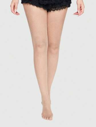 Hippie 2 Pairs Women Boho Style Fishnet Socks , Sheer Tights, Mixed Black & Skin Tone, Suitable For All Seasons