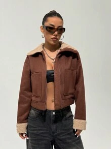 StreetHx Chaqueta vintage de mujer acolchada y con piel, para el invierno