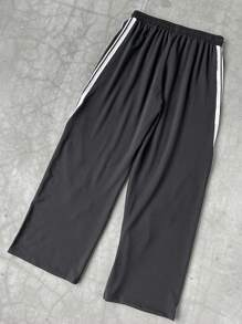 Manfinity EMRG Pantalones de chándal casuales para hombre con unicolor, parches, cordón delantero y estampado gráfico de letras, para ir de vuelta a la escuela, ideal como regalo para el esposo o novio