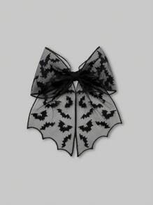 ROMWE Goth 1 pieza Accesorio para el cabello estilo gótico con lazo de encaje y decoración de murciélago, pinza de garras para el cabello para el Día de San Valentín'
