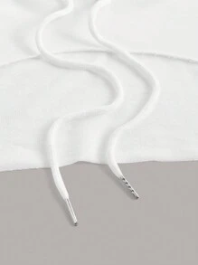 SHEIN EZwear Women's Drawstring Hooded Crop Sweatshirt,Long Sleeve Tops In Fall/Winter