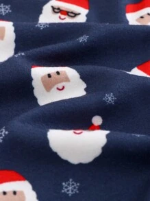 Cozy Pixies 2pcs Young Boy Snug Fit Christmas Graphic Knit Soft Round Neck Long Sleeve Top And Pants Pajama Set - Multicolor - View 7